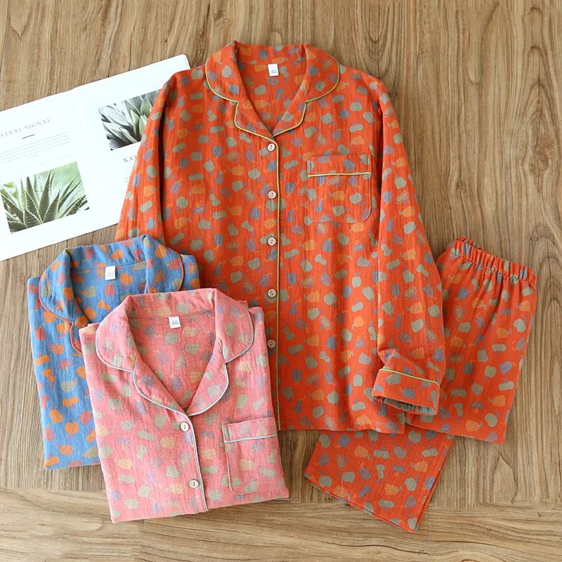 Autumn New Hot Clothes Sleepwear Women's Underwear Sets Floral Print Pajamas Sets For Woman Nighty For Wife Nightie