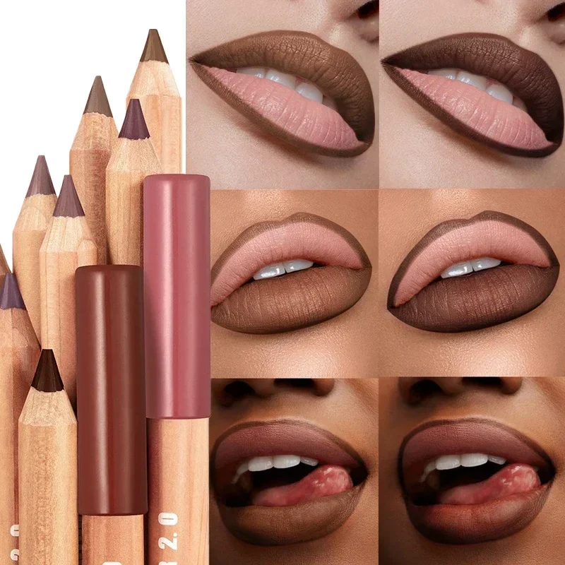 Nude Matte Lipstick Pencil 8 Colors Velvet Contour Lip Liner High Pigmented Lip Liner Makeup Tool