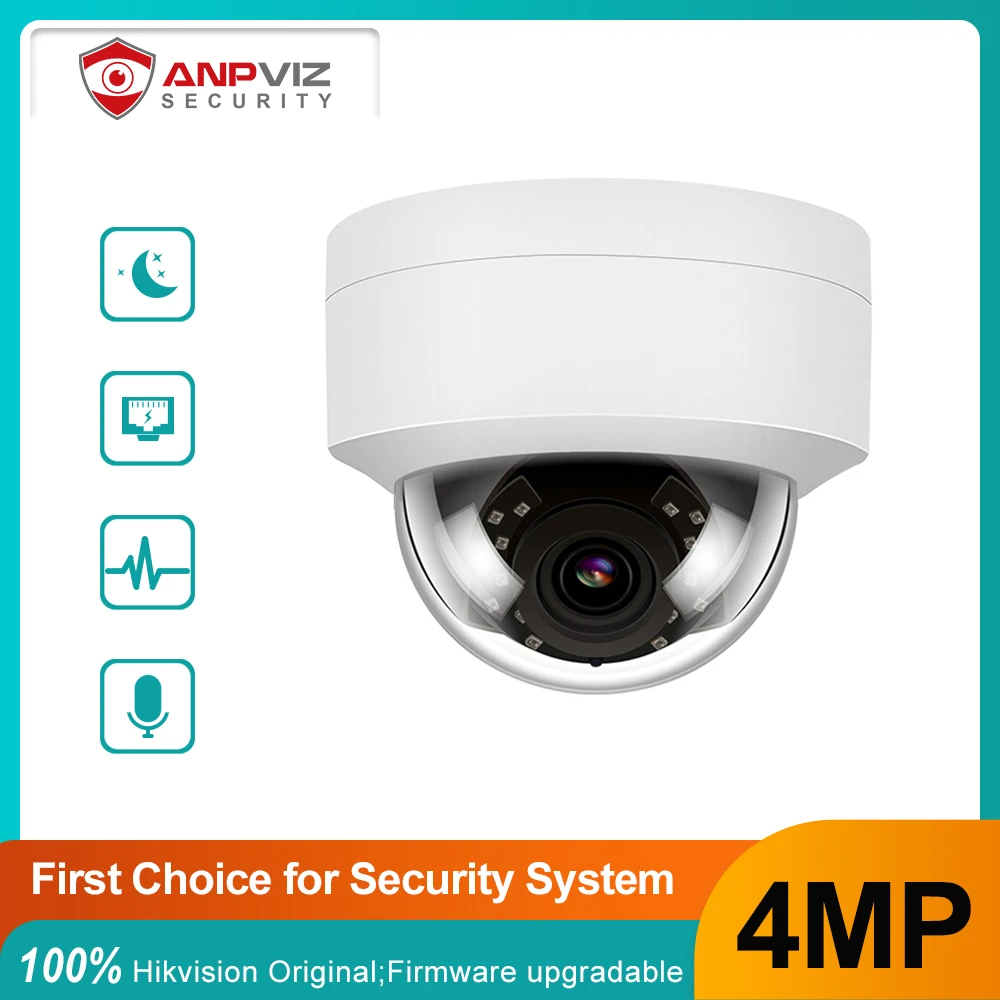 Anpviz 4MP Dome POE IP Camera CCTV Security Home/Outdoor Video Surveillance IR 30m Motion Detection Alert One-Way Audio H.265