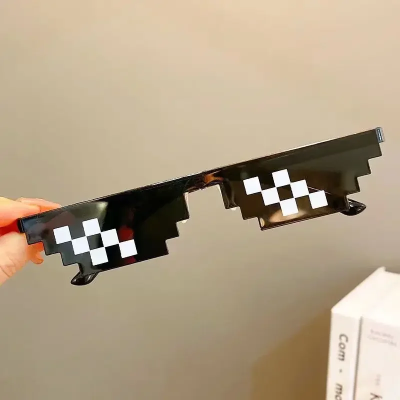 1PC Black mosaic sunglasses anime mischievous dark glasses mosaic pixel glasses disco funny toys