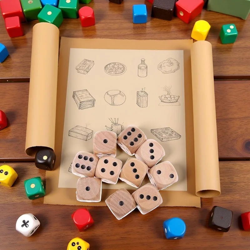 10pcs Wooden Dice Set, 6-side Adult Game Dice, Standard Dice, Practical and Fun Party Essential Props, Bar Entertainment Venue