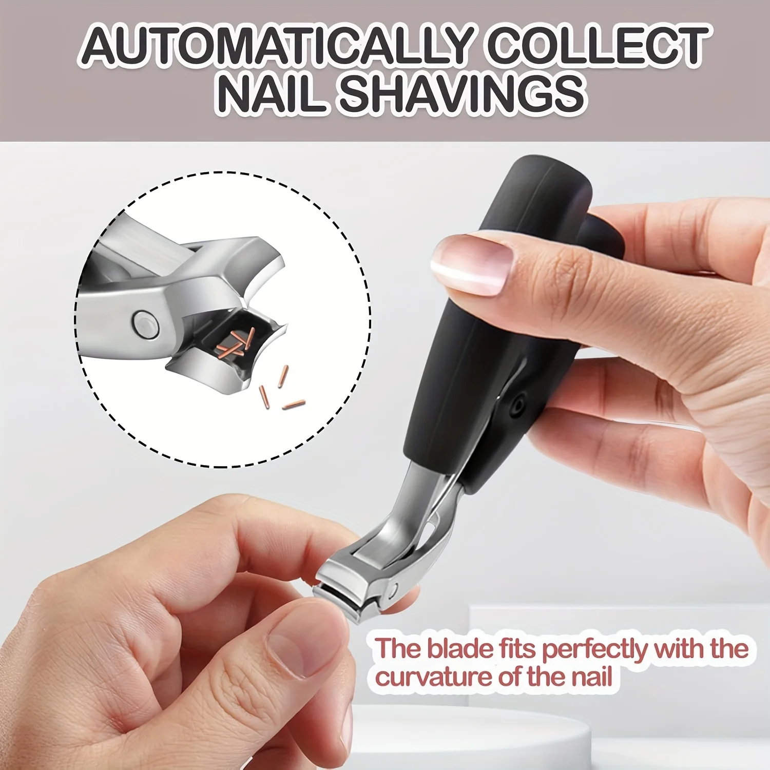 1pcs Modern Stainless Steel Fingernail Clippers with Concave Blade, Heavy-Duty Nail Clipper with Curved Design, Large Opening 5
