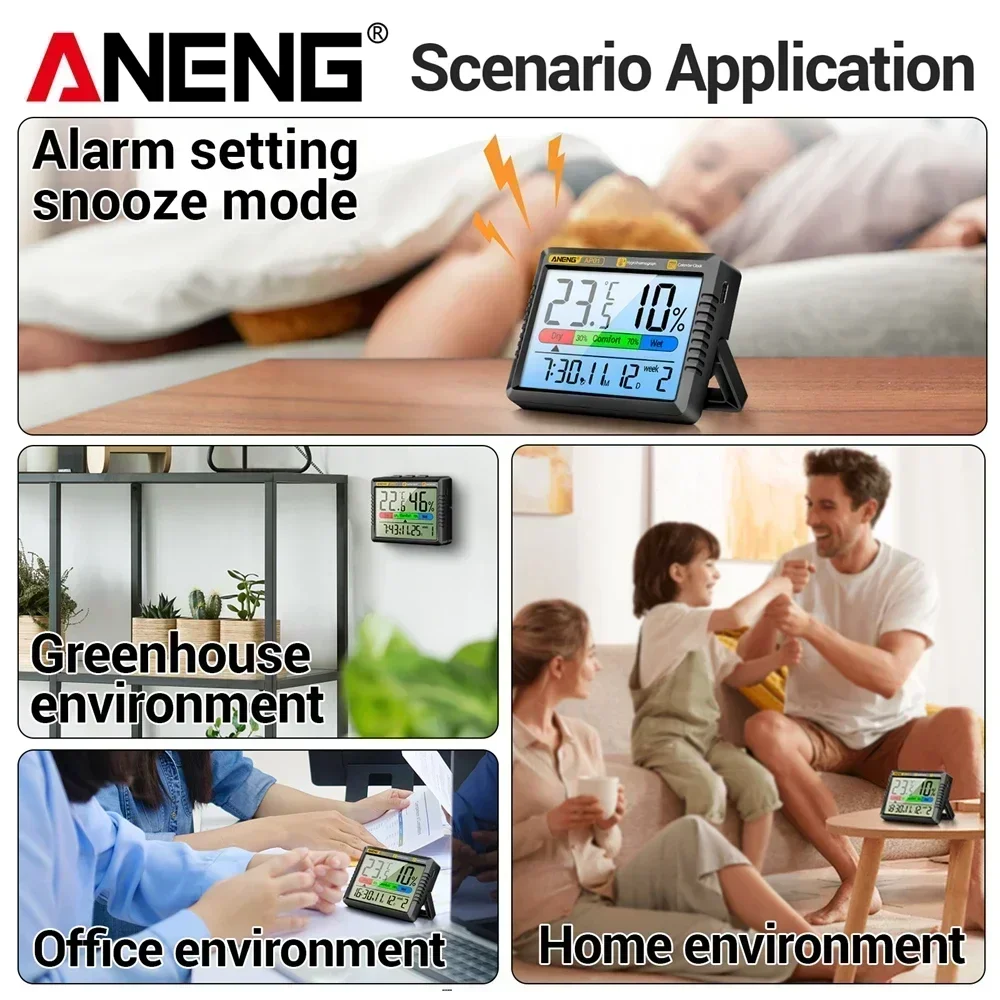 Digital LCD Thermometer Hygrometer ANENG AP01 Indoor Room Temperature Humidity Meter Rechargeable Sensor Gauge Test Tool