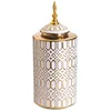 Ceramic Checkmate Jar Porcelain Jar of Ginger Flower Vase Gold Geometric Storage Tank Flower Arranging Craft Home Decoration 6