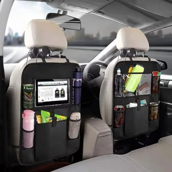 Organizer per sedile posteriore per auto con supporto per tablet touch screen Tasche portaoggetti per auto Copri protezioni per schienale per seggiolino auto Accessori per auto