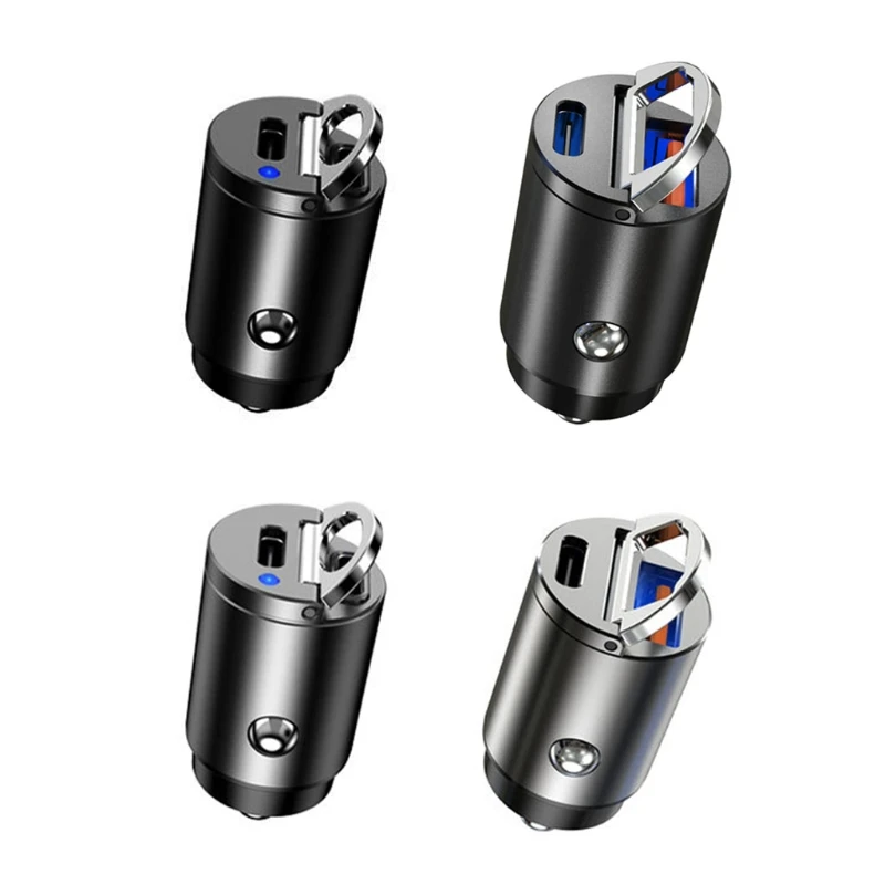 

Супер металлическая быстрая зарядка, два порта USB в автомобильном зарядном устройстве, гнездо для сигарет, светодиодная Прямая