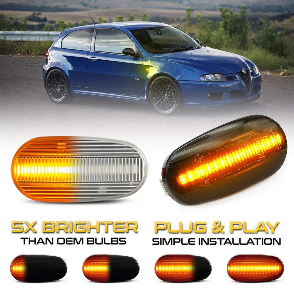 

2XFor Alfa Romeo Mito 955 For Alfa Romeo Mito 147 GT 937 Fiat Bravo Dynamic LED Side Marker Light Arrow Turn Signal Blinker Lamp