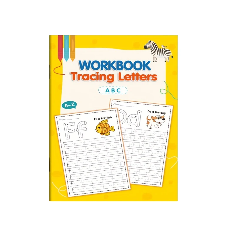 32-Page A-Z Alphabet Practice Book - Interactive Alphabet Learning and Creative Colorful Activities, Develops Writing Skills, Back-To-School Supplies, Easter and Christmas Gifts, Preschoolers, Alphabet Learning Book, Preschool Activities, Fun Illustrations, Engaging Illustrations, Early Learners, Interesting Illustrations, High-Quality Paper