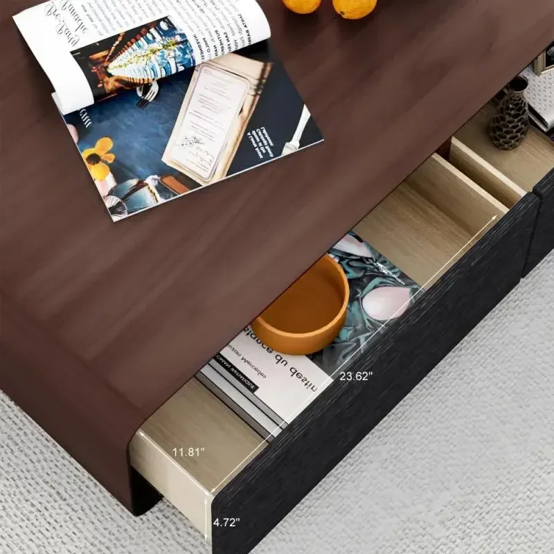 Walnut Black Modern 51" Rectangular Coffee Table