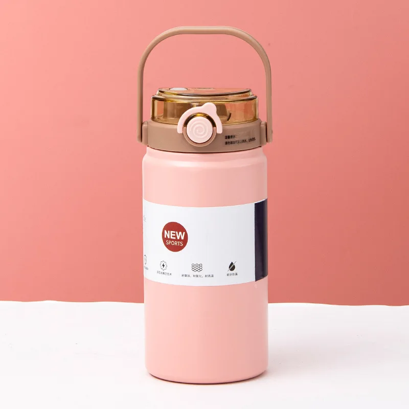 Stainless Steel Insulated Thermal Bottle with Straw - Portable Hot & Cold Beverage Thermos Cup