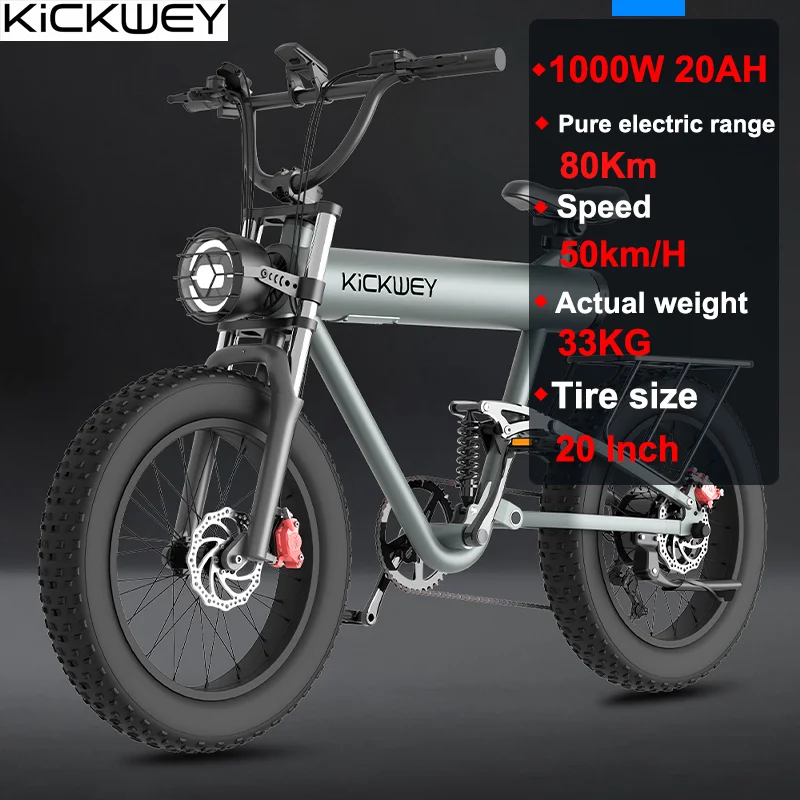 

EU US Stock Ebike 1000W Motor 48V20AH Battery Mountain Electric Bicycle 20*4.0inch Fat Tire Snow Off-road Vehicle Electric Bike