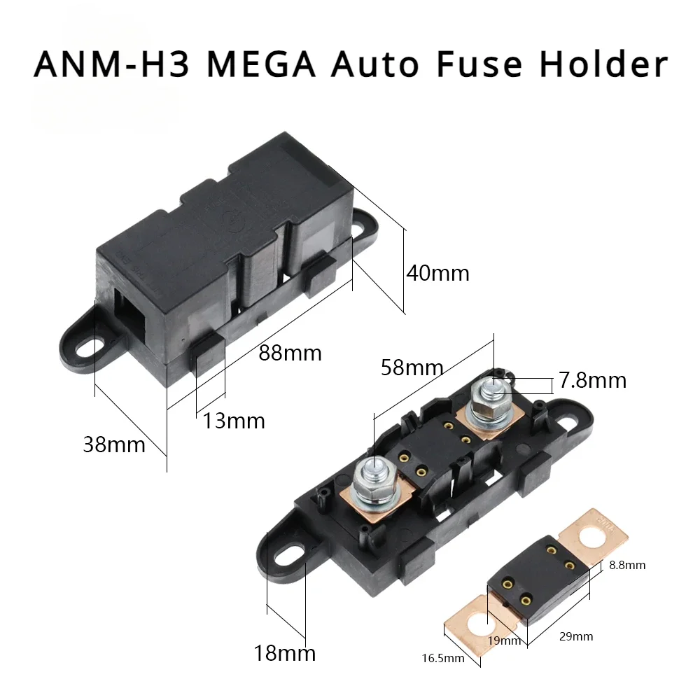 Car Fuse Holder Fuse Holder Fuse Adapter Holder 1PCS ANM-H3 MEGA Auto Fuse Holder/ANM Bolt-on blade fuse holder Flat Type Fuse 30A-500A