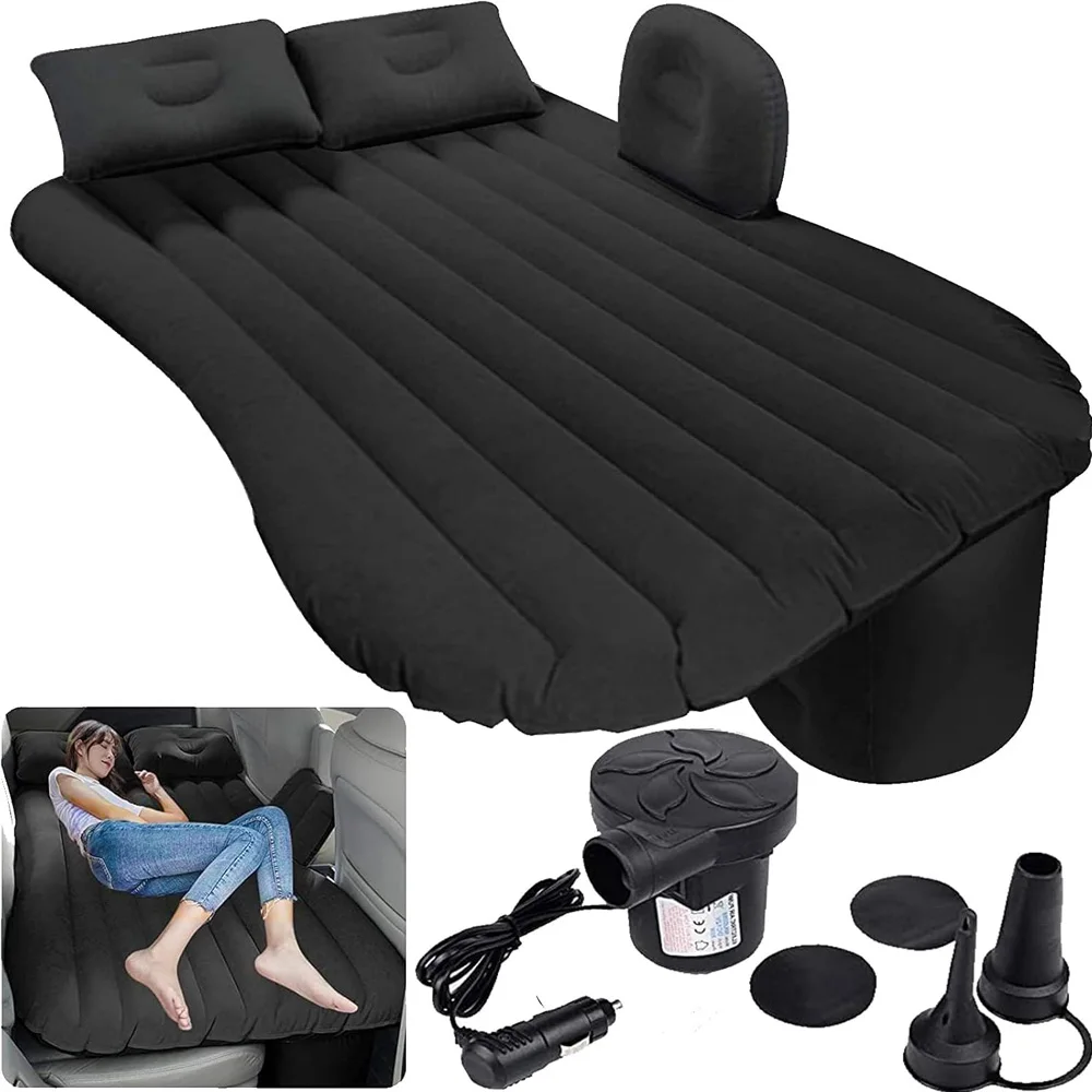 Car Travel Bed Inflatable Travel Bed Home Outdoor Camping Mat Rear Flocking Plus Multifunctional Air Mattress Interior Accessory