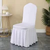 1pc White Thick High Elastic Stretch Chair Cover Wedding Spandex Pleated Skirt Chair Slipcovers for Party Banquet Decoration 1