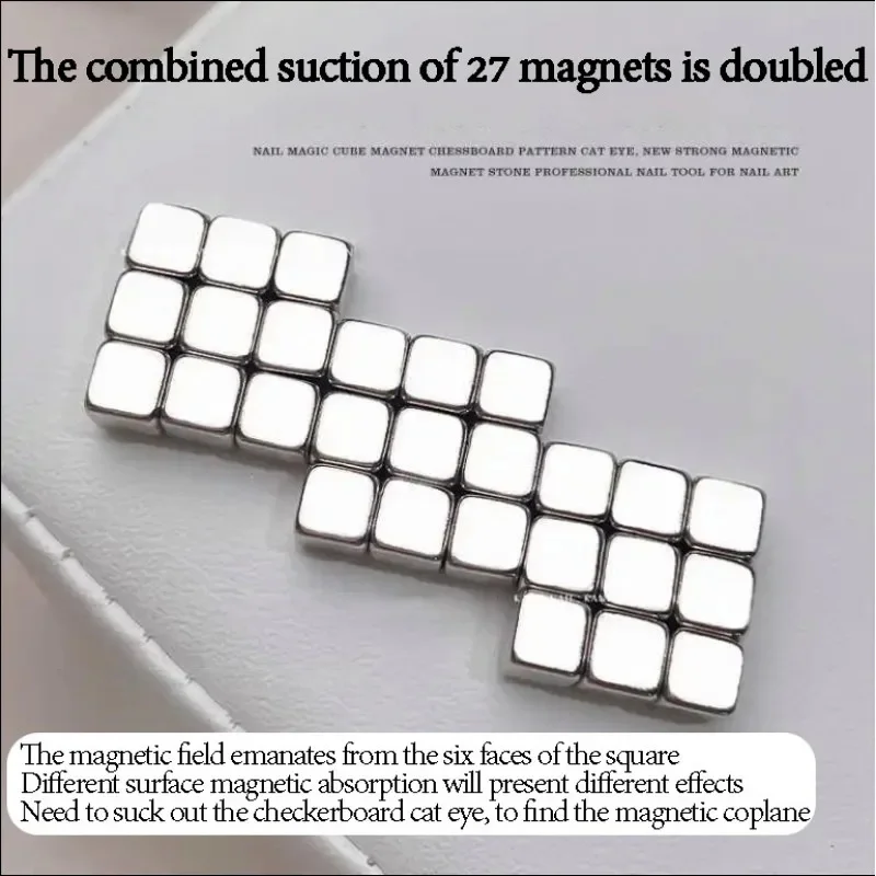 Magnetic Nail Art Tools 27pcs Cat Eye Magnet Nail Art Chessboard Starlight Multi-function Cube Nail UV Magnetic Attraction Magnets Set Manicure DIY Tool