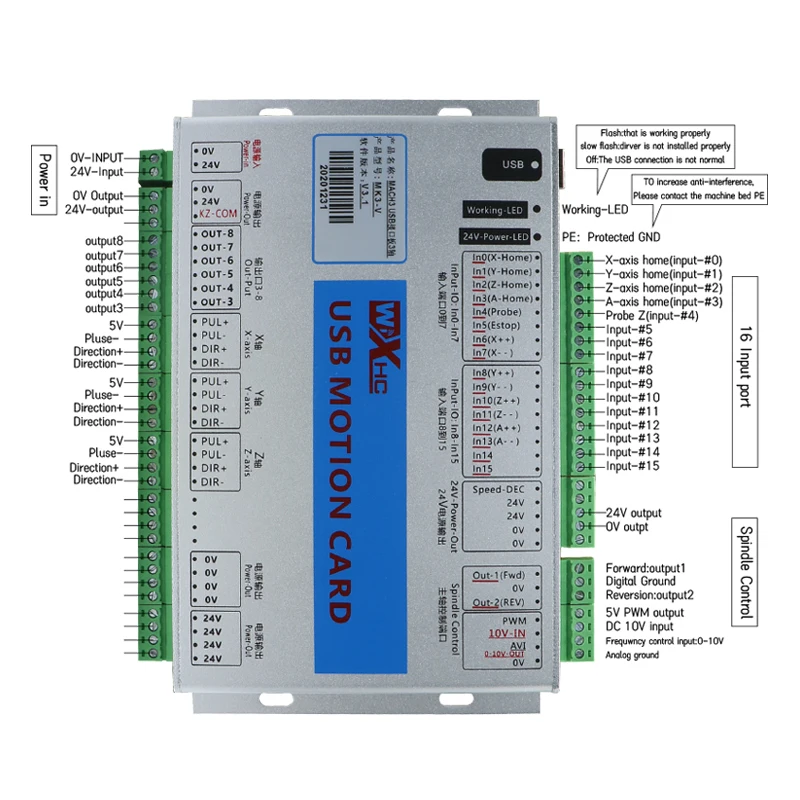XHC MKX-ET Ethernet USB Mach3 Breakout Board 3 4 6 Axis Motion
