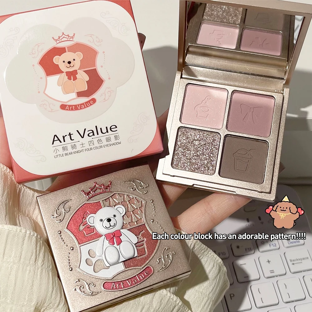 4 Colors Eyeshadow Palette Rose Pink Color Pearly Matte Glitter Eyeshadow Shiny Eye Shadow Long-lasting Eye Makeup Palette eye shadow eye shadow plate