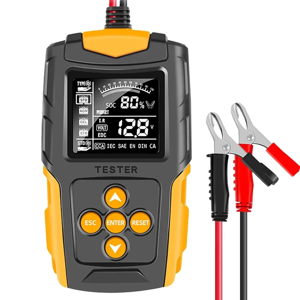 Car Motorcycle Battery Tester 12V 24V Battery System Analyzer SOH SOC