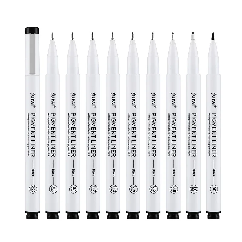 9pcs/set Waterproof Fade-Proof Fine Line Black Oily Drawing Pens CD Marker Comic Painting Sketch School and Office Supplie