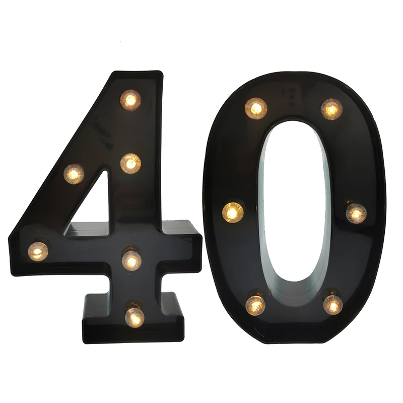 2 Stücke 21 cm 30th 40th 50th 60 Schwarze Zahl LED String Nachtlicht Zeichen Lampe Glücklich Erwachsener Geburtstag Jahrestag Home Party Dekoration – Detail 6