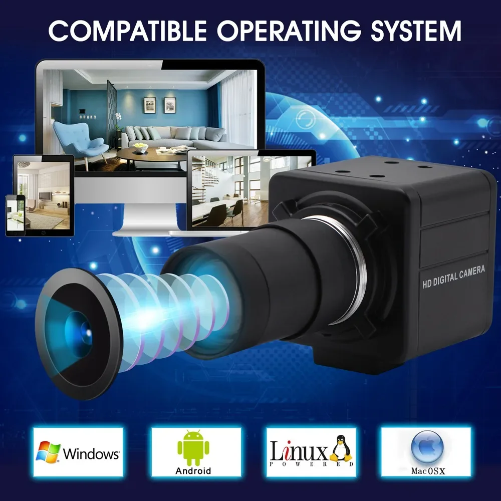 ELP 4K USB Zoom Camera 2160P 30fps CMOS IMX415 10X Optical Zoom Video USB PC Webcam with 5-50mm Varifocal Lens for PC,Pi,Laptop 4