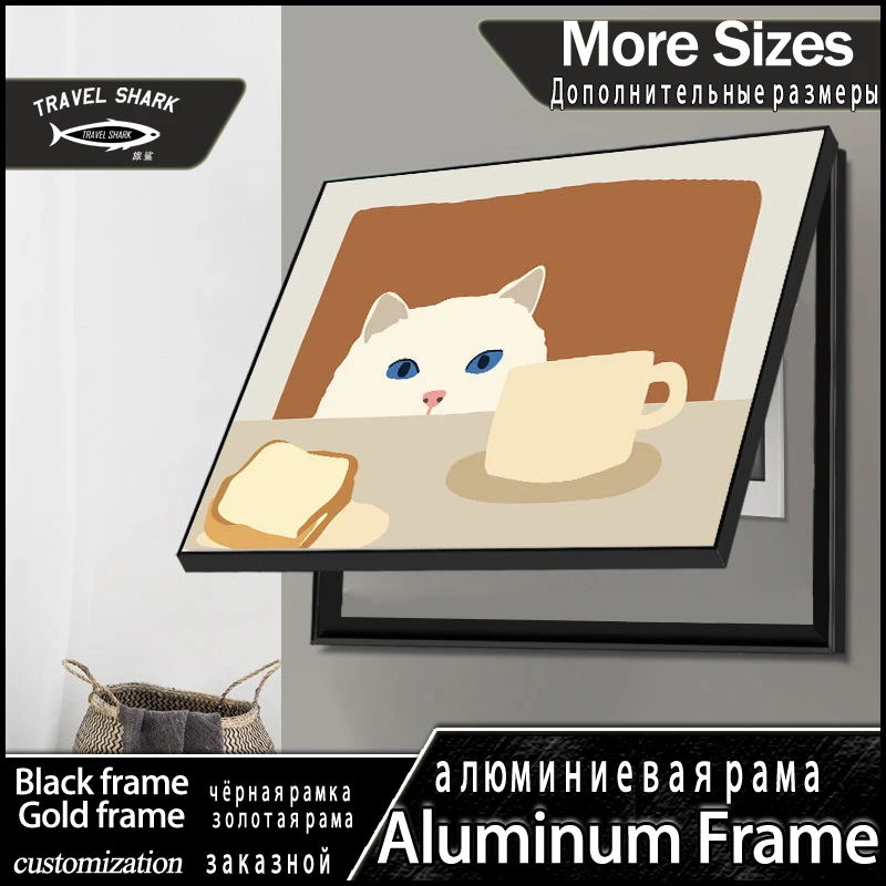 

Nordic Home Decor Wall Art Pictur For Live Room Creative Anime Cat Decorative Painting Poster Electric Box Covers Frame Custom
