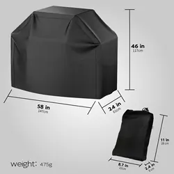 Heavy Duty Waterproof Black Grill Cover - Heat & Stain Resistant (58in)