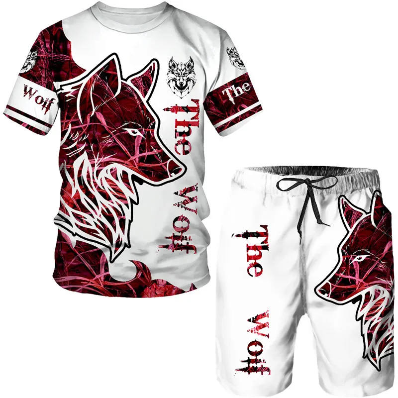 

Cool The Wolf 3D Printed Men's O-Neck T-shirt Sets Summer Casual T-Shirt Shorts 2pcs Set Oversized T-shirt Fashion Men Clothing