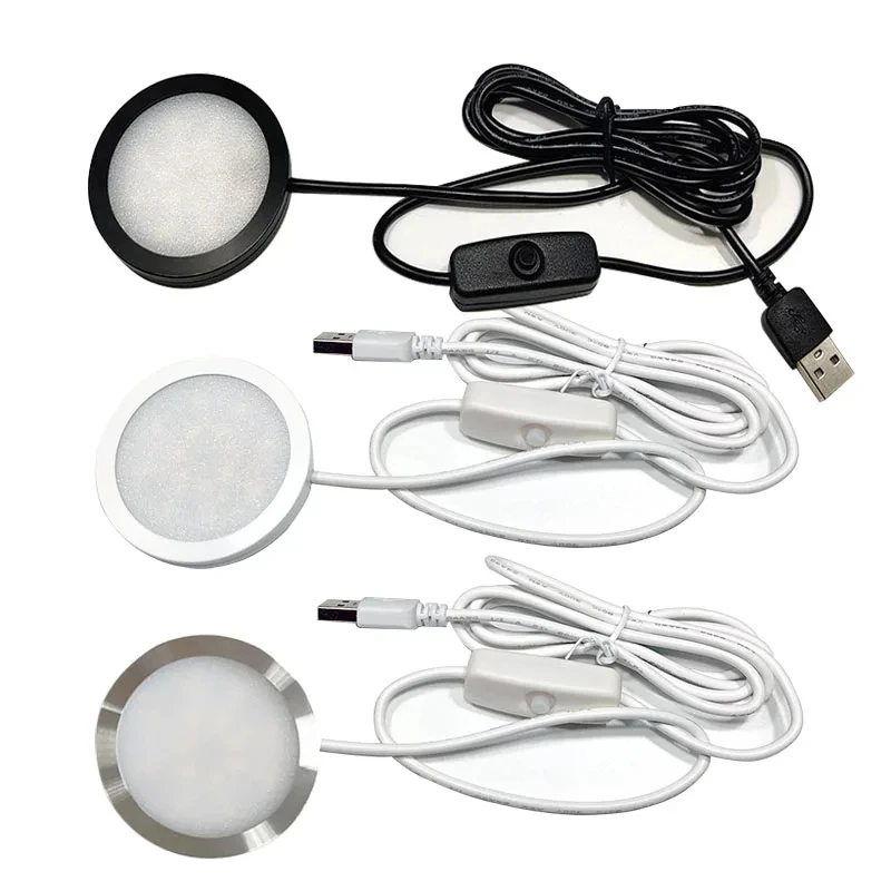 LED Under Cabinet Puck Light Display Case Shelf Counter Lighting Caravan Camper Motorhome Interior Spot Lamp With 5VUSB Switch led puck light