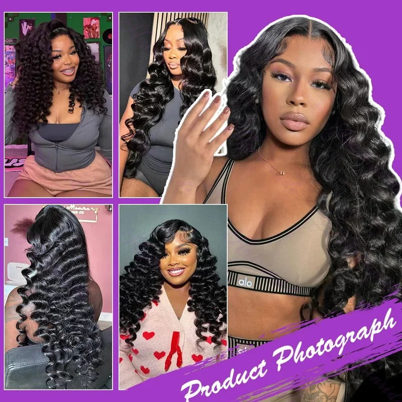 250 Density Deep Wave Human Hair Bundles 42 Inch - 1/3/4 Pcs Pack Natural Color Silky Soft No Tangle Thick Voluminous 100%