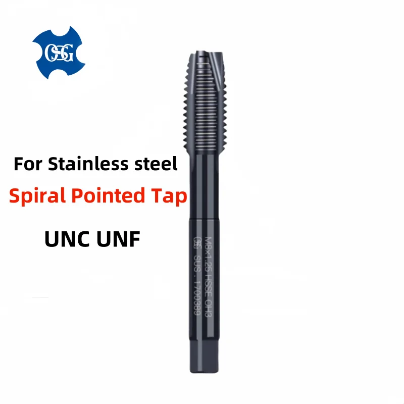 일본 OSG HSSE INOX 아메리칸 나선형 플루트 탭, UNC UNF1-64 2-56 3-48 4-40 8-32 3I16 10-24 1/4 5/16 스틸 나선형 뾰족한 탭, 1 개
