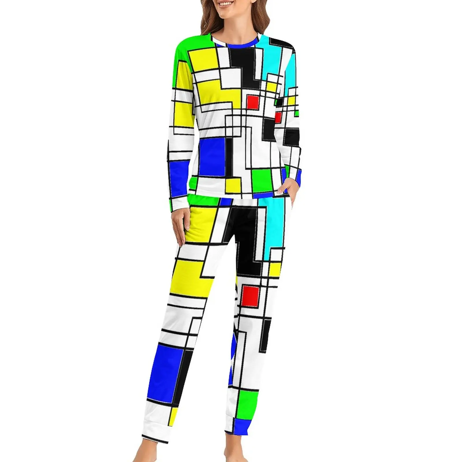 

Женская пижама с принтом в виде квадратов, 2 предмета