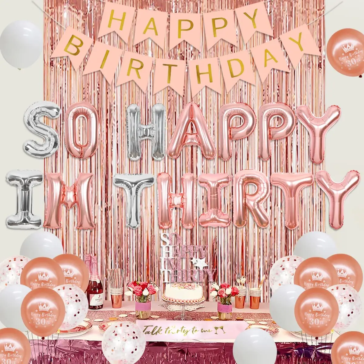 Décorations De 30e Anniversaire Pour Les Femmes, Or Rose 30 Décoration