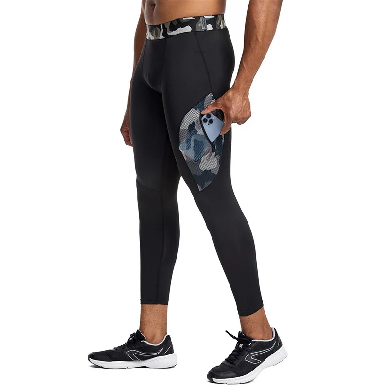 Men Outdoor Running Tights Pocket GYM Exercise Fitness Leggings Basketball Hiking Trainning Sport Soccer Compression Clothing 12