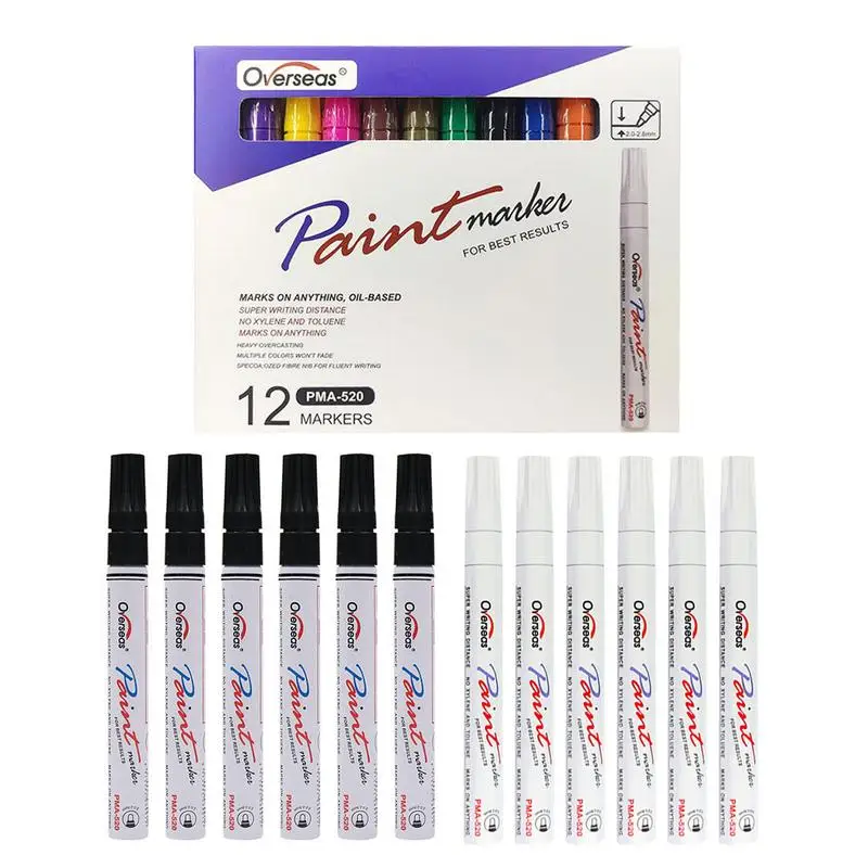 

Tire Paint Marker Pen 6pcs/12pc Waterproof Paint Pen DIY Craft Art Supplies Waterproof Cars Wheel Tire Oily Mark Pen Vehicle