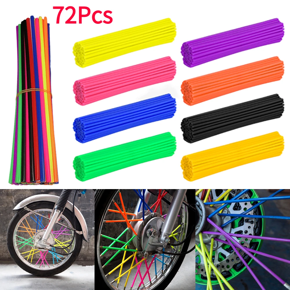 PSLER 72 PCS Spoke Skins Spoke Covers Trim Wrap Cover Decoration Protector  Pipe Motorcycle Motocross Pit Dirt Bike Aaccessories
