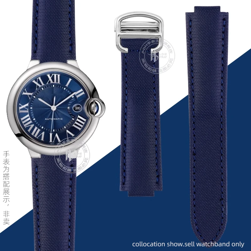 Nylon Canvas Watchband with Leather Lining and Metal Buckle