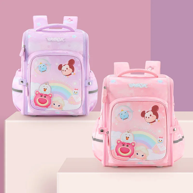2023 Disney New School Bags For Girls Grade 1-3 Tsum Primary Student Shoulder Orthopedic Backpack Large Capacity Gifts Mochila