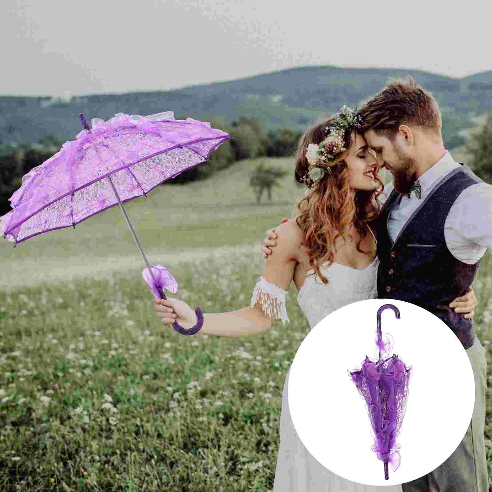 Lace Parasol Umbrella Wedding Bridal Umbrella Photo Prop Scene Layout Decoration