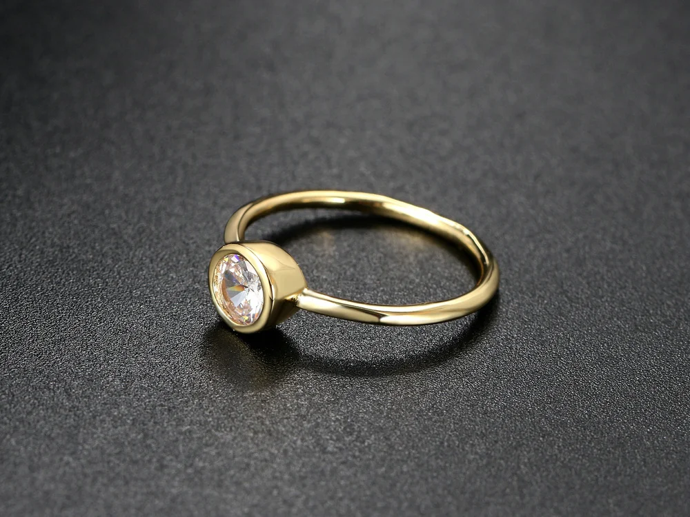 Minimalistischen Kristall Versprechen Ring für Frauen Einfache Runde Zirkonia Rose Gold Farbe Zubehör Dainty Schmuck Großhandel R010 – Detail 8