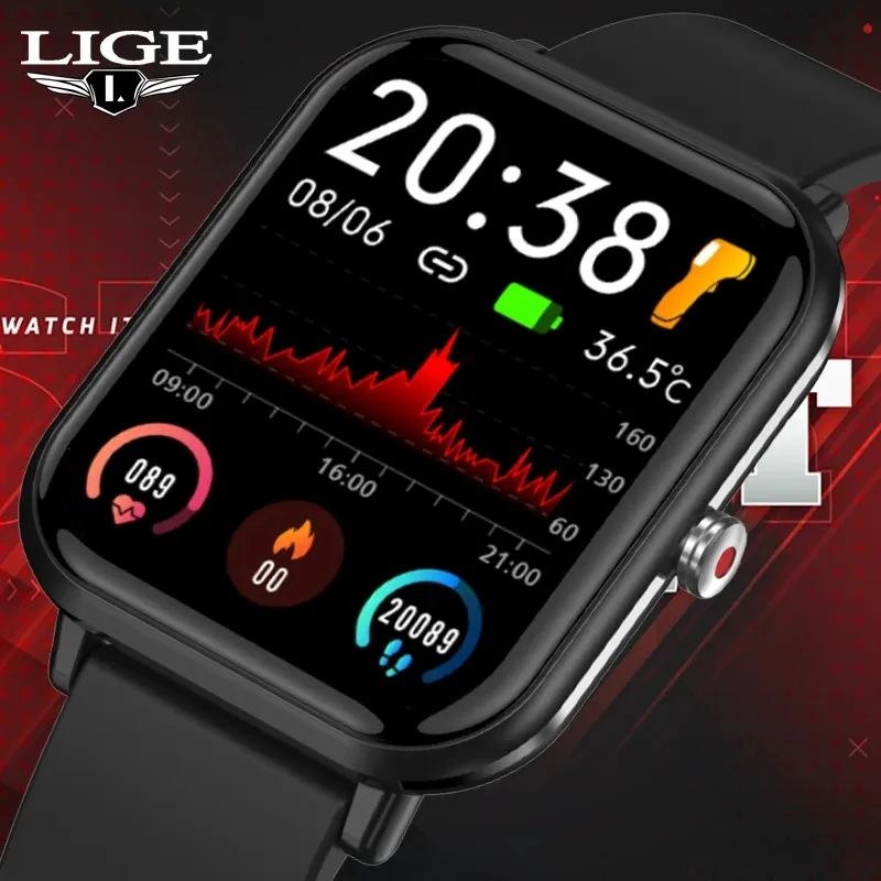 LIGE 남녀공용 커스텀 워치 페이스 스포츠 스마트 워치, IP68 방수 심박수 혈압 스마트 워치, 안드로이드 IOS용, 2023 신제품