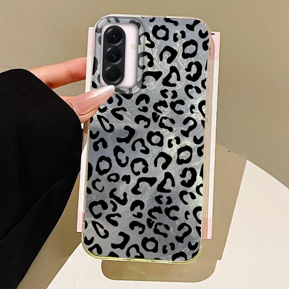 Retro Leopard Print Phone Case with Blue Background
