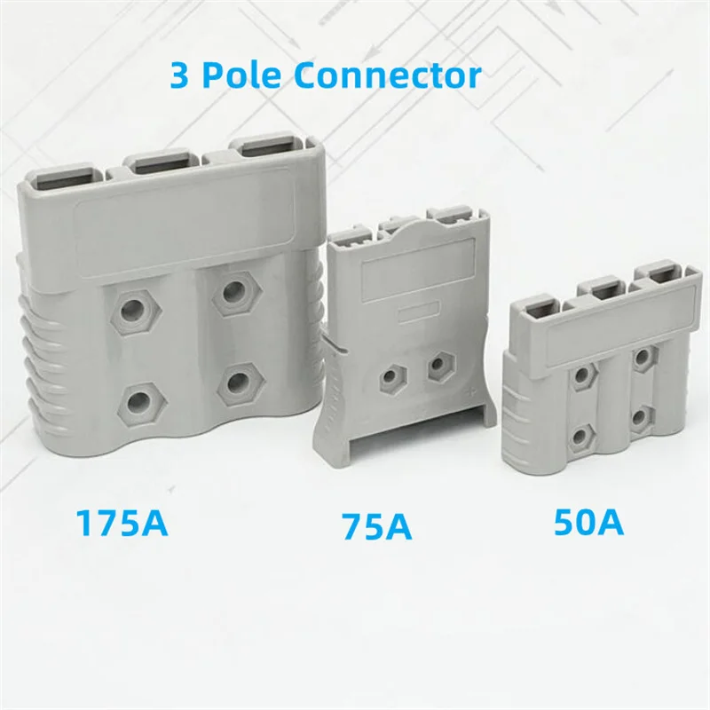 2Pcs 50A 75A 175A 3 Pole Power Connector Replace Anderson 50 75 175 Amp 600V  Battery Plug Charger Socket - AliExpress