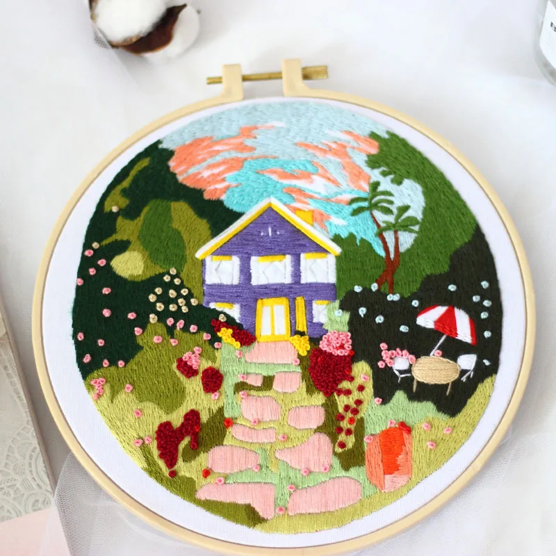 Description Picture 4 of itemEmbroidery Starter Kit with Building Pattern Cross Stitch Set Stamped Embroidery Kits Embroidery Pattern