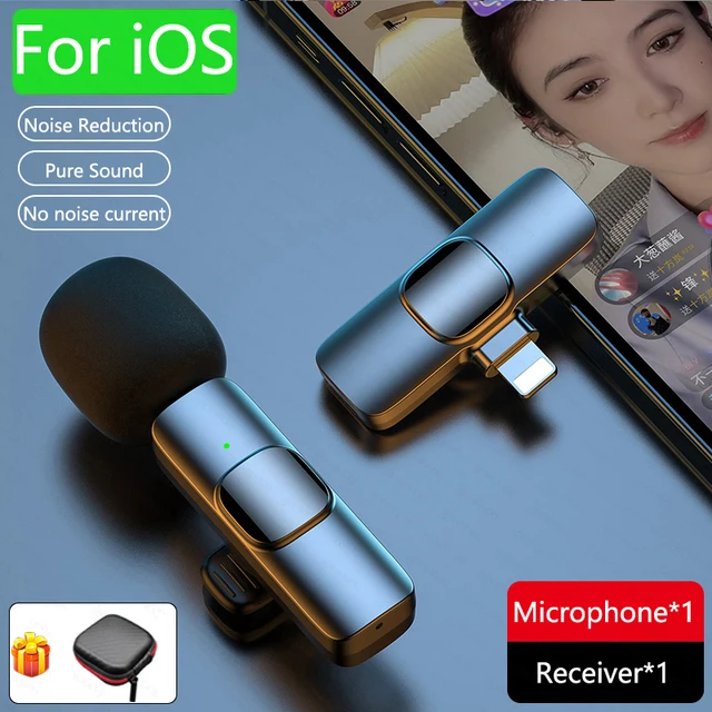 Wireless Lavalier Microphone Noise Reduction Auto-Pairing for iPhone iPad Android PC for Recording YouTube Live Vlog Interview headset with mic Microphones