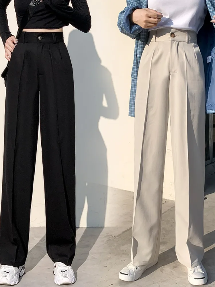 

Women Suit Pants High Waisted Black Wide Leg Pants For Women's Spring 2024 New Drape Versatile Casual Straight Wide Leg Pants