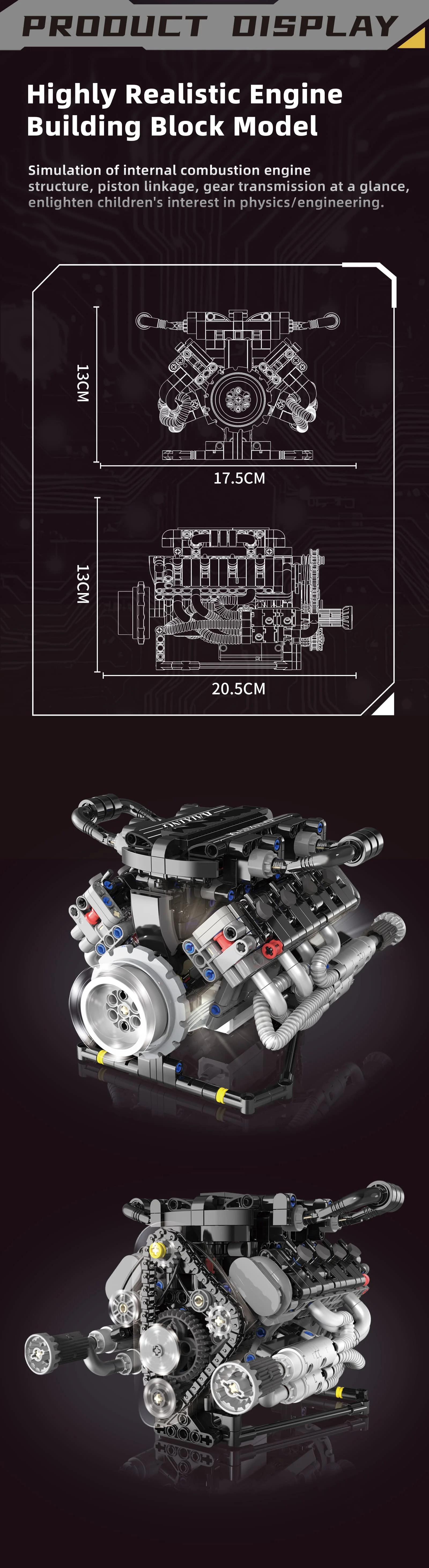 Master Control V8 Engine Power Lego Bricks Model