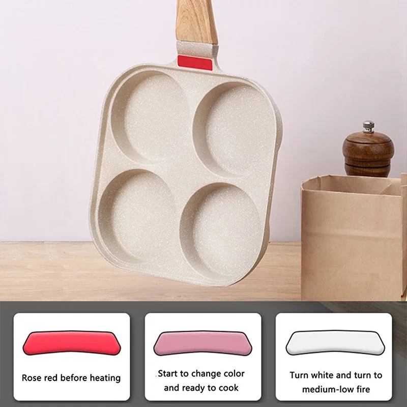 Four-hole Frying Pot Pan Thickened Omelet Pan Non-stick Egg Pancake Steak Cooking Egg Ham Pans Breakfast Maker Cookware