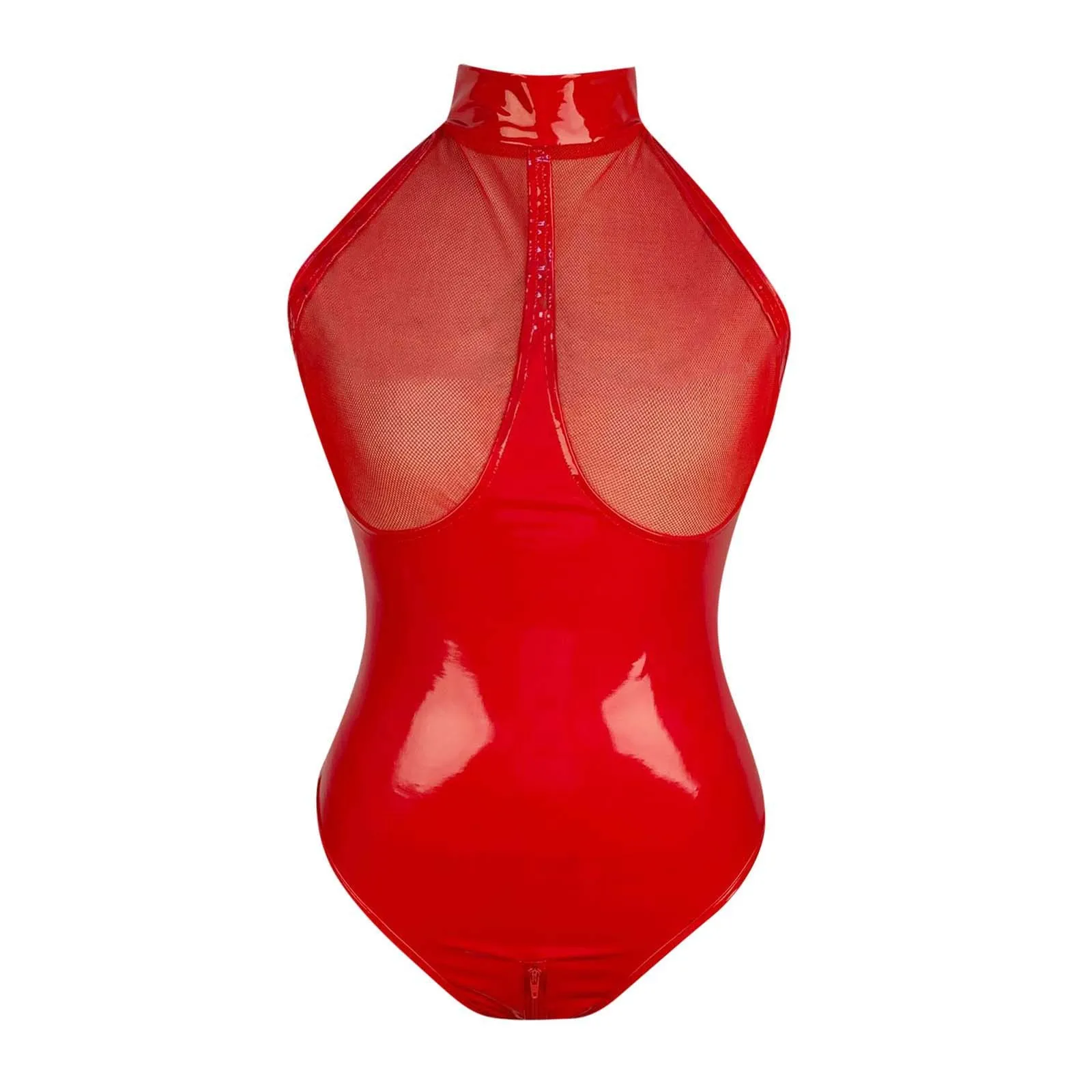 Women Lingerie Baby Doll Fishnet See-Through Halter Backless Onesie Teddy Bodysuit