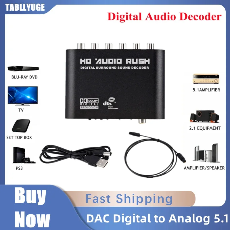 Digital to Analog Audio Decoder Amplifier Converter 5.1 SPDIF Coaxial to RCA AC3 Optical For TV sound audio converter adapter audio converter amplifier audio decoder audio converter